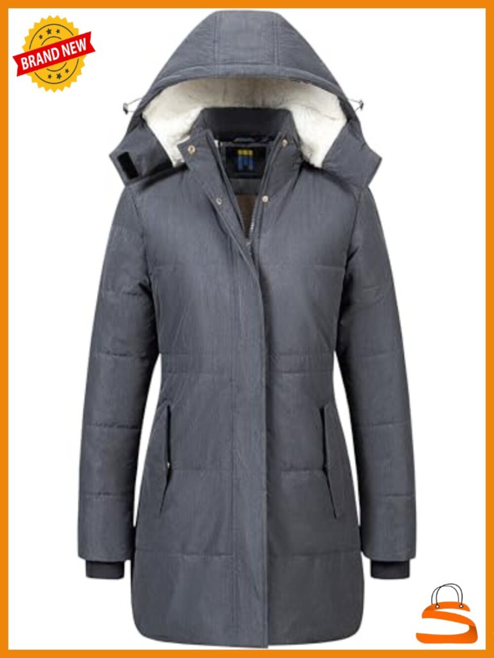 Women's Sherpa Lined Puffer Winter Coat Removable Hood Snow Jacket